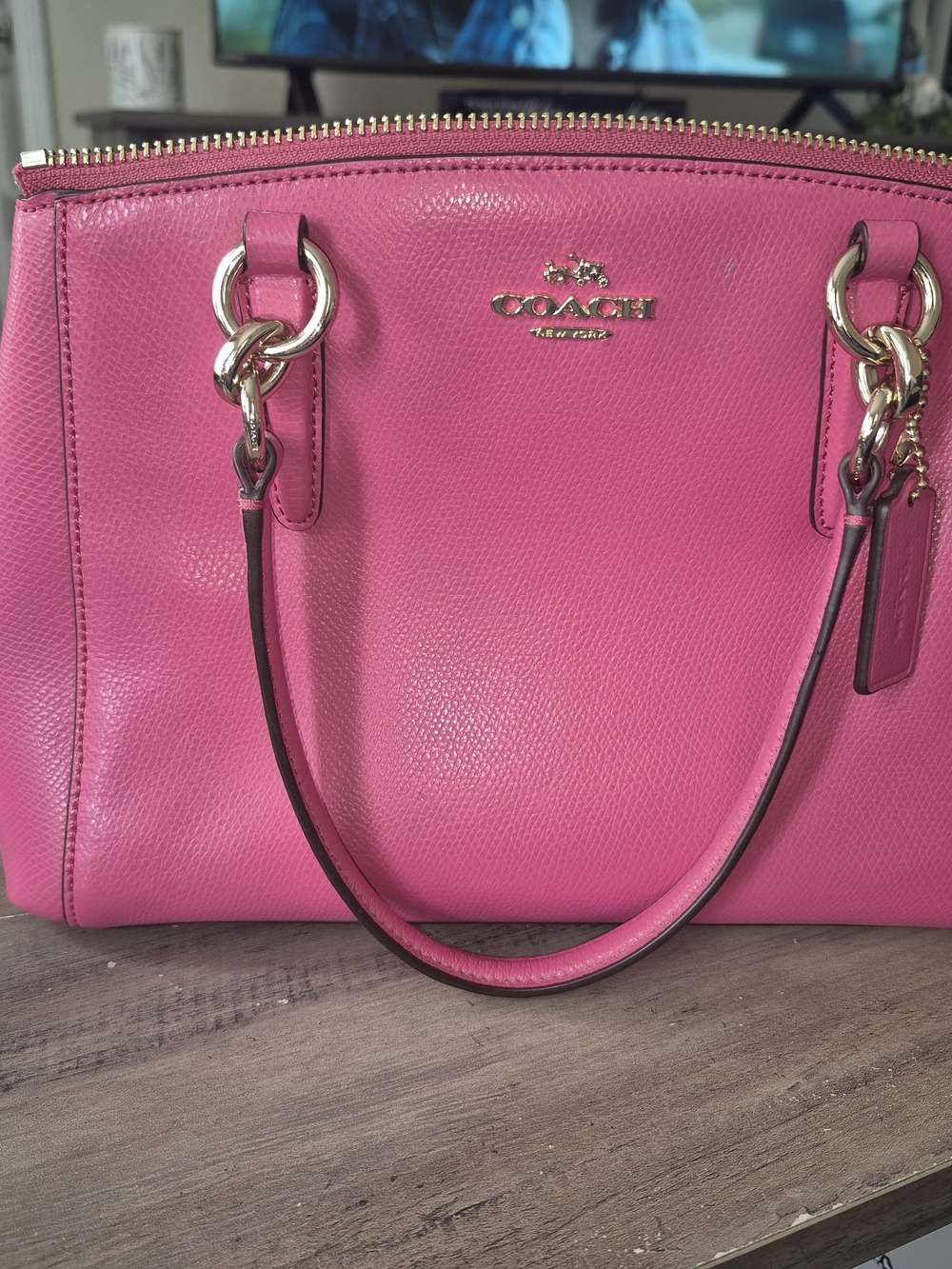 COACH Christie Caryall Pink Leather Satchel Bag - Structured Top-Handle